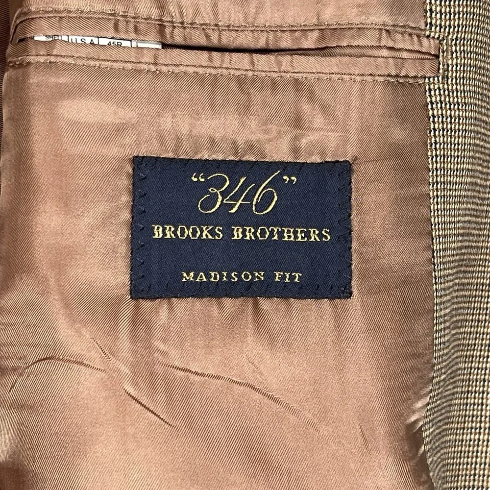 Brooks Brothers Blazer Mens 45R Brown 100% Wool Lined Madison Fit Jacket‎ READ